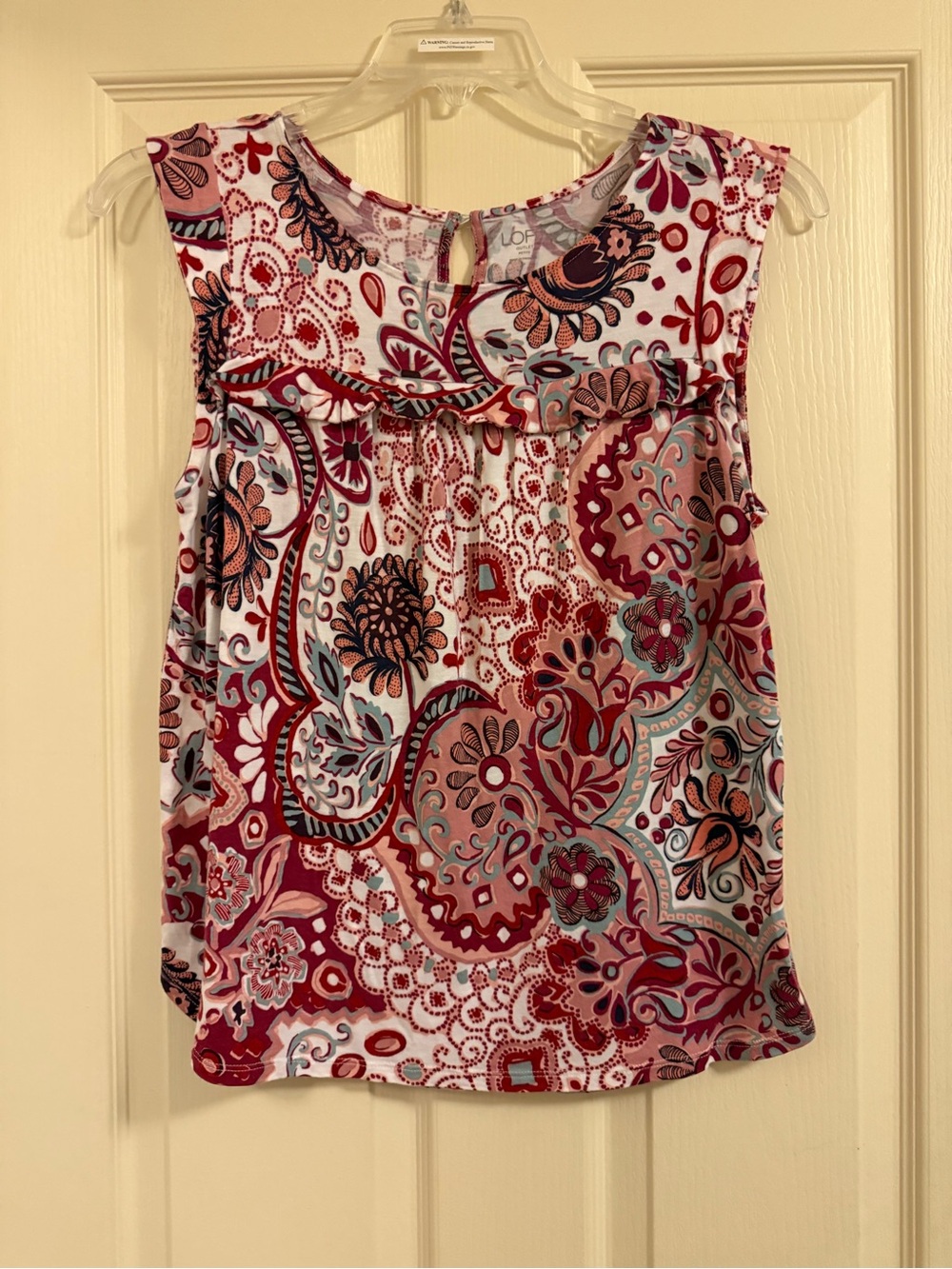 LOFT Ruffle Yoke Sleeveless Paisley Top